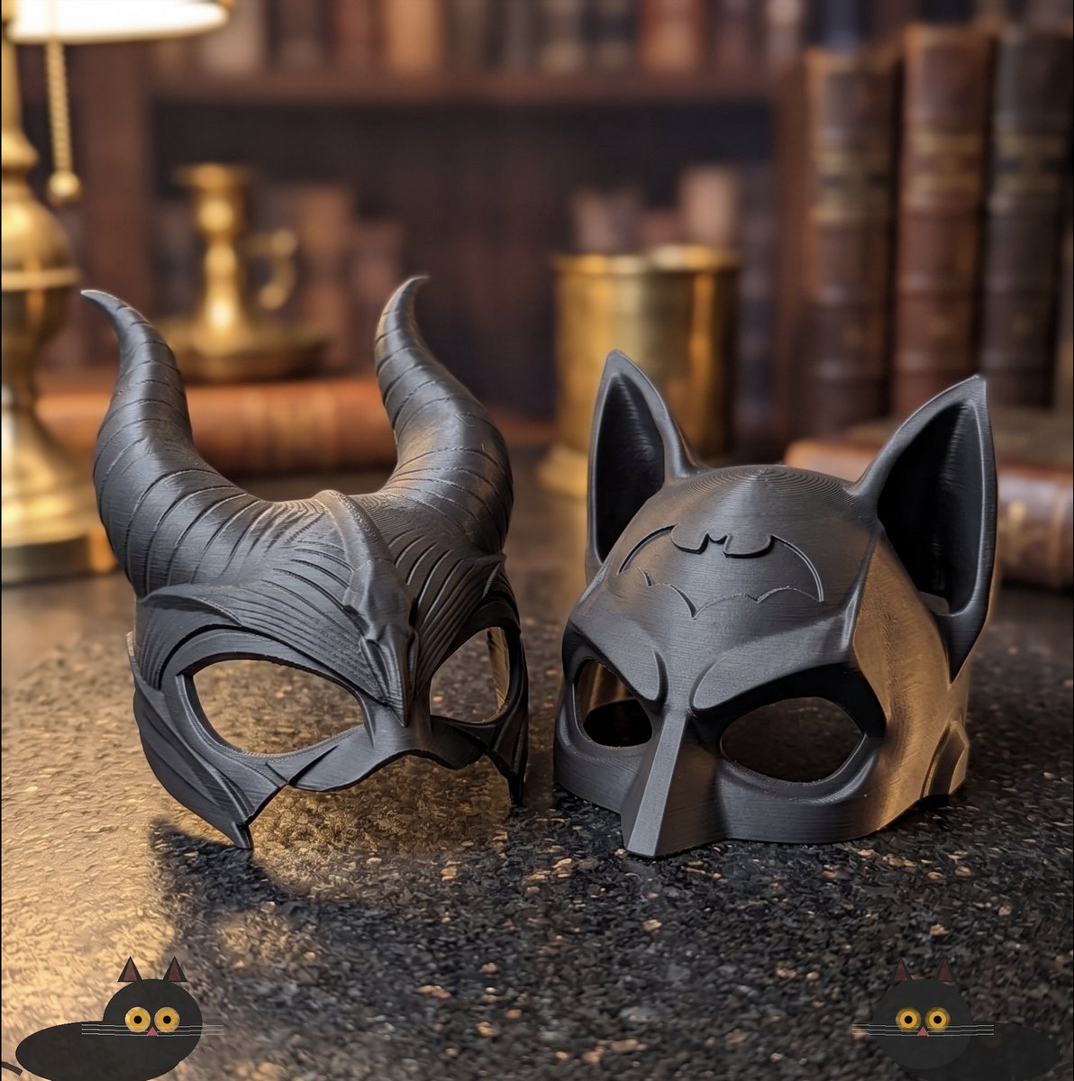 Skushy 2-in-1 kattenmasker set in zwart voor cosplay en foto’s