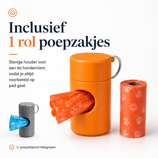 Skushy 2x hondenpoepzakjeshouder met dispenser oranje en grijs