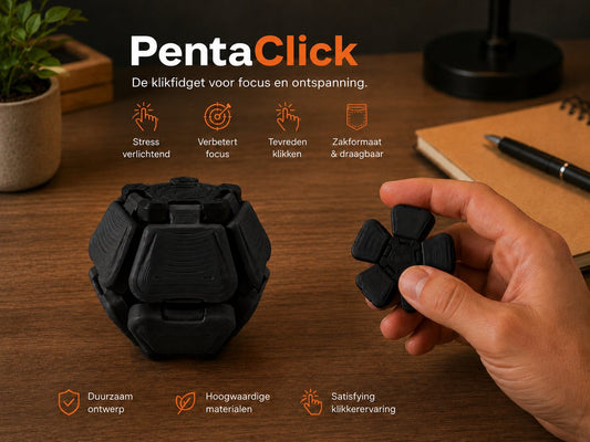 Skushy fidget PentaClick 2x in zwart voor bureau en onderweg