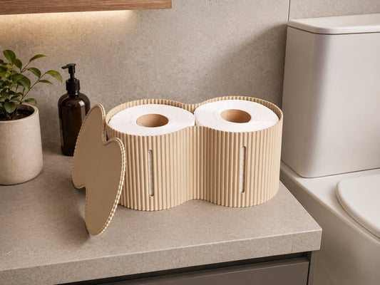 Skushy toiletrolhouder voor 2 rollen met Japandi stijl