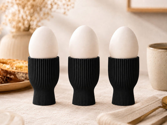 Skushy Eierdopjes met ribbel design - 3 stuks zwart