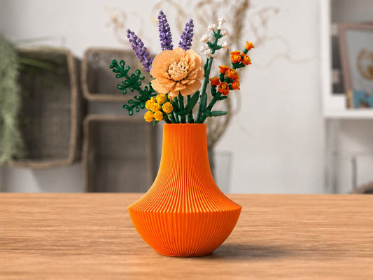 Skushy vaas met bloemenhouder voor bouwbloemen, oranje
