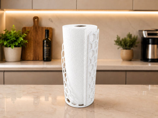 Skushy Keukenrolhouder PureHex staand met ribbel design wit