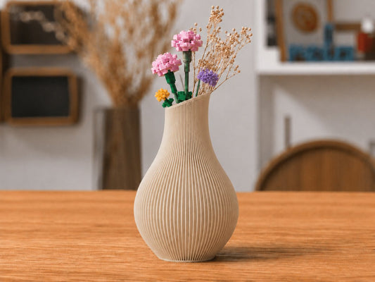 Skushy organische design vaas met ribbel design, woestijn beige 17,9 cm