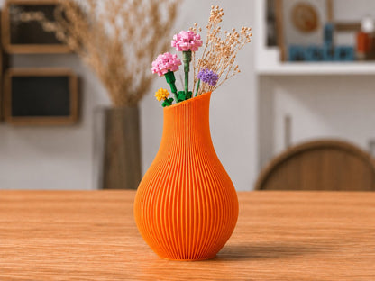 Skushy organische design vaas met ribbel design, oranje 17,9 cm