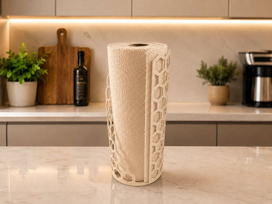 Skushy Keukenrolhouder PureHex staand met ribbel design latte