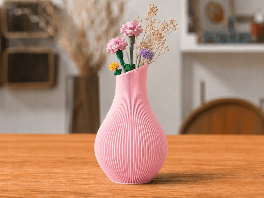 Skushy organische design vaas met ribbel design, Sakura Rose 17,9 cm