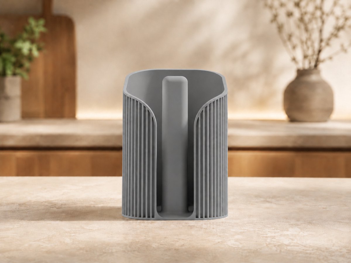 Skushy Japandi keukenrolhouder met ribbel design - grijs