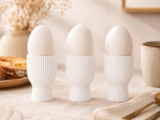 Skushy Eierdopjes met ribbel design - 3 stuks wit
