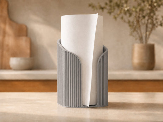 Skushy Japandi keukenrolhouder met ribbel design - grijs