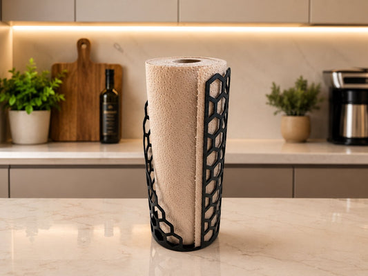 Skushy Keukenrolhouder PureHex staand met ribbel design zwart