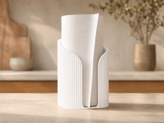 Skushy Japandi keukenrolhouder met ribbel design - wit