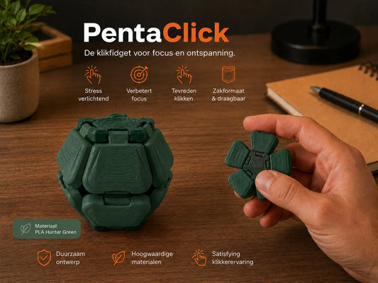 Skushy fidget PentaClick 2x in jagers groen voor bureau en onderweg
