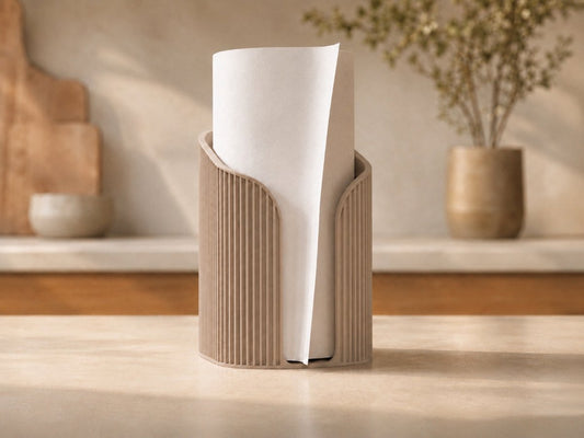 Skushy Japandi keukenrolhouder met ribbel design - Latte