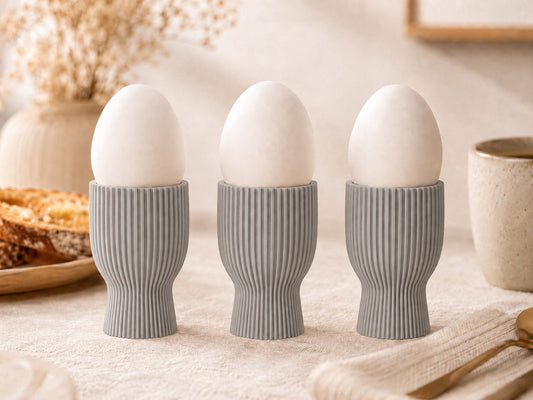 Skushy Eierdopjes met ribbel design - 3 stuks grijs