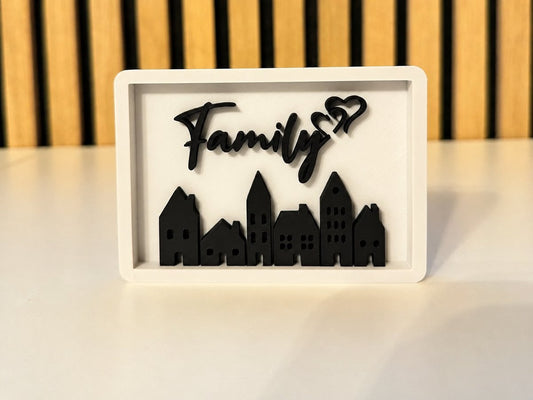 Skushy fotolijst Family shadow box met huisjes hart en tekst