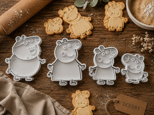 Skushy Peppa Pig koekjesuitsteker set voor gezin 4 stuks