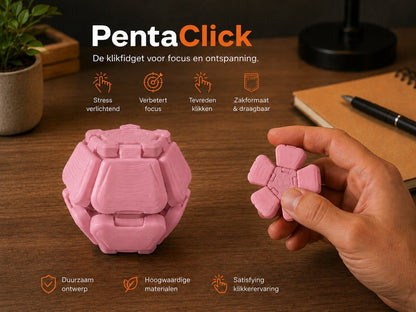Skushy fidget PentaClick 2x in Sakura Rose voor bureau en onderweg