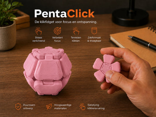 Skushy fidget PentaClick 2x in Sakura Rose voor bureau en onderweg