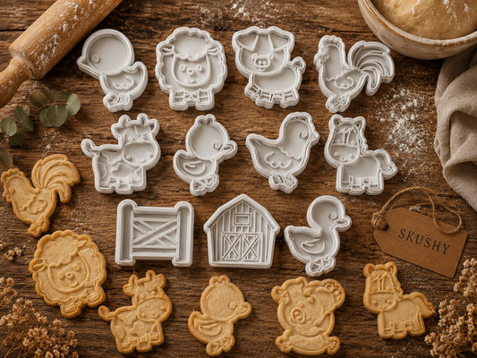 Skushy Boerderijdieren koekjesuitstekers - set van 11 stuks