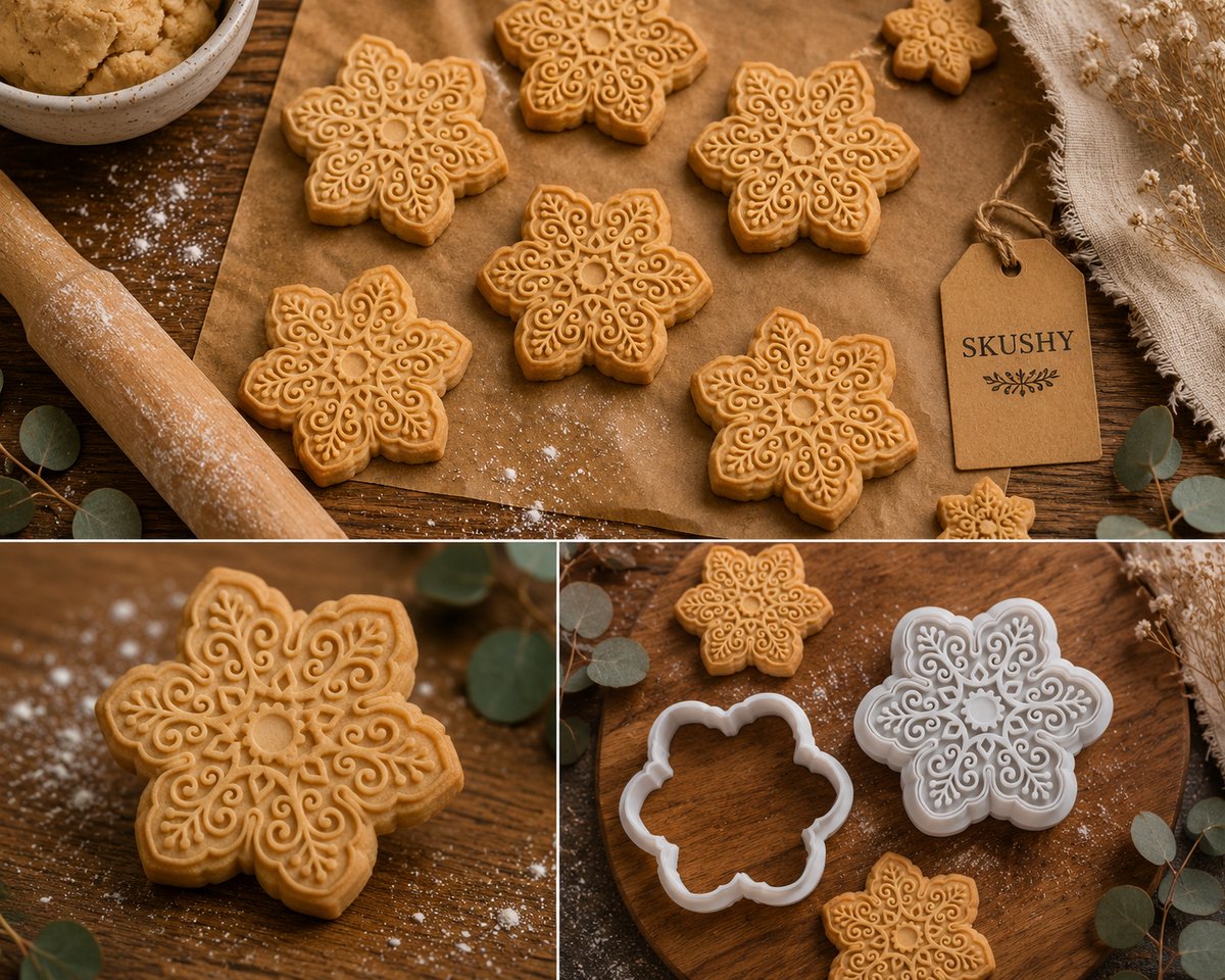 Skushy koekjesuitsteker sneeuwvlok set van 3 voor kerst