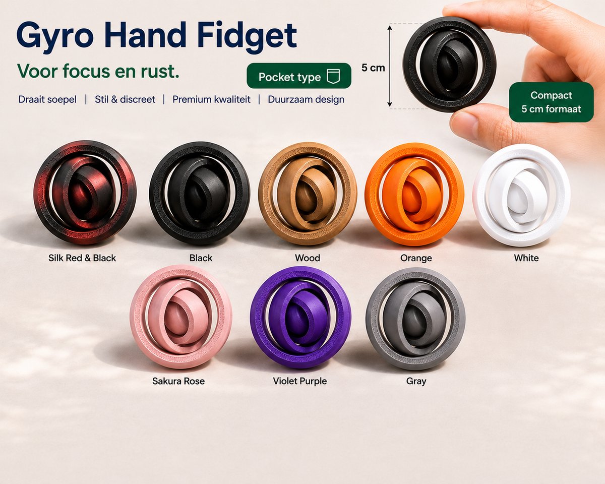 Skushy Gyro Hand Fidget speelgoed voor focus – 5 cm
