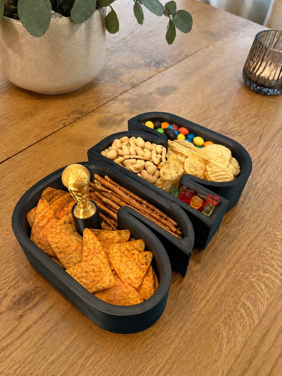Skushy snackschotel Wereldbeker voor hapjes zwart/goud