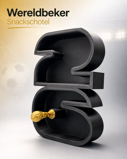 Skushy snackschotel Wereldbeker voor hapjes zwart/goud