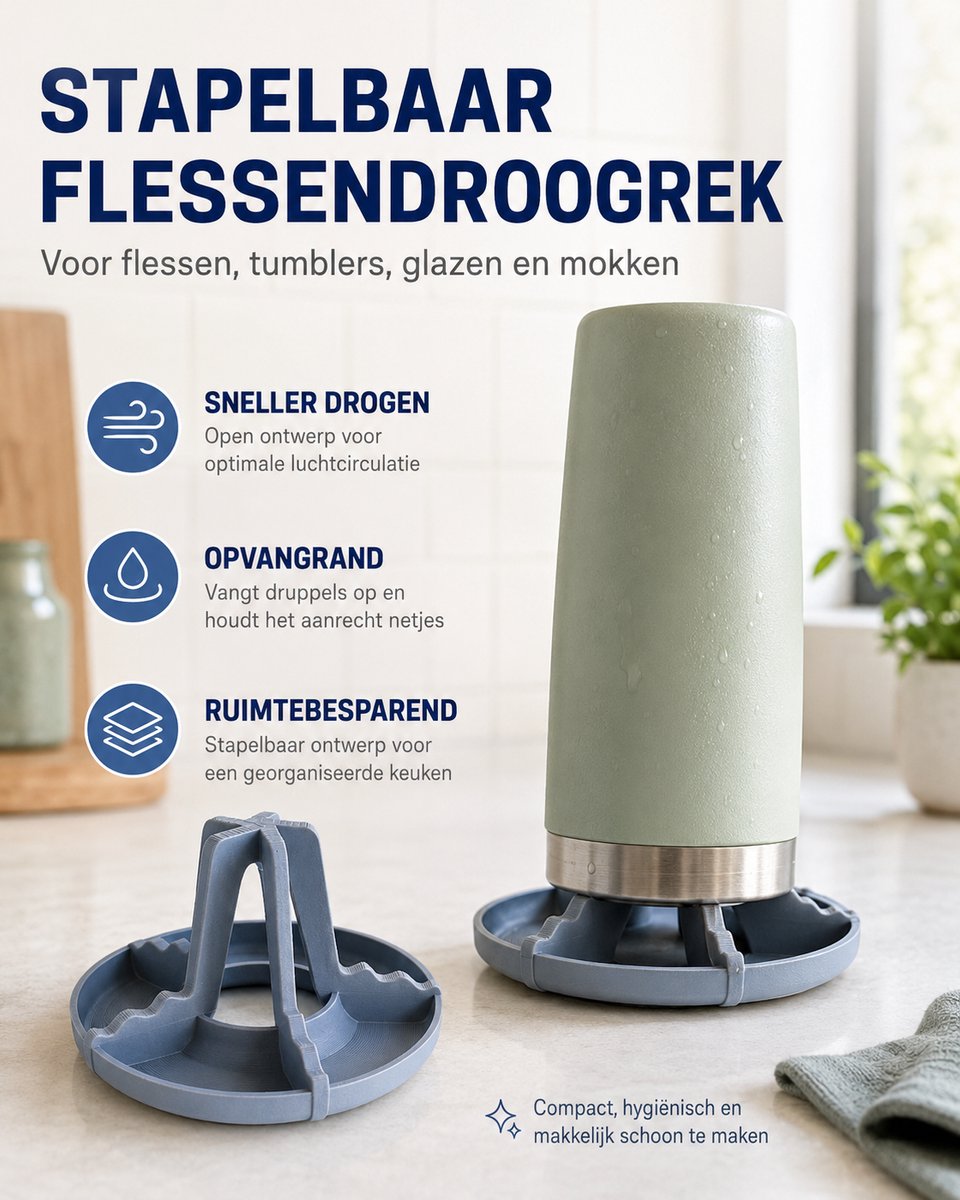 Skushy stapelbaar flessendroogrek voor flessen en bekers - 2 stuks