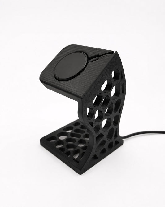 Skushy Apple Watch oplaadstandaard Voronoi Design - Zwart