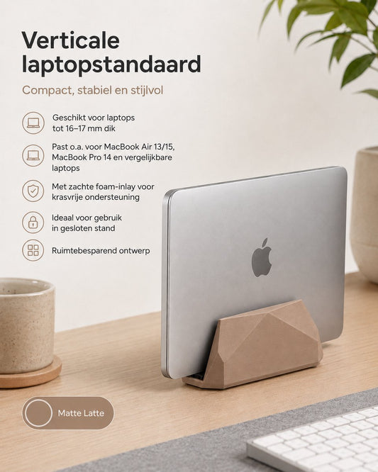 Skushy verticale laptopstandaard Matte Latte voor MacBook en notebook
