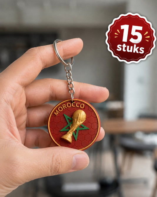 Skushy Marokko sleutelhangers WK 26, 15 stuks rood groen goud