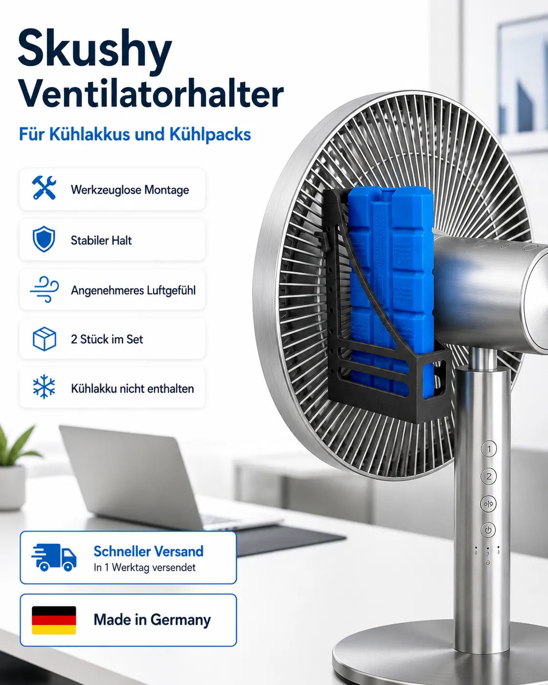 My Store Skushy Ventilatorhalter für Kühlpacks