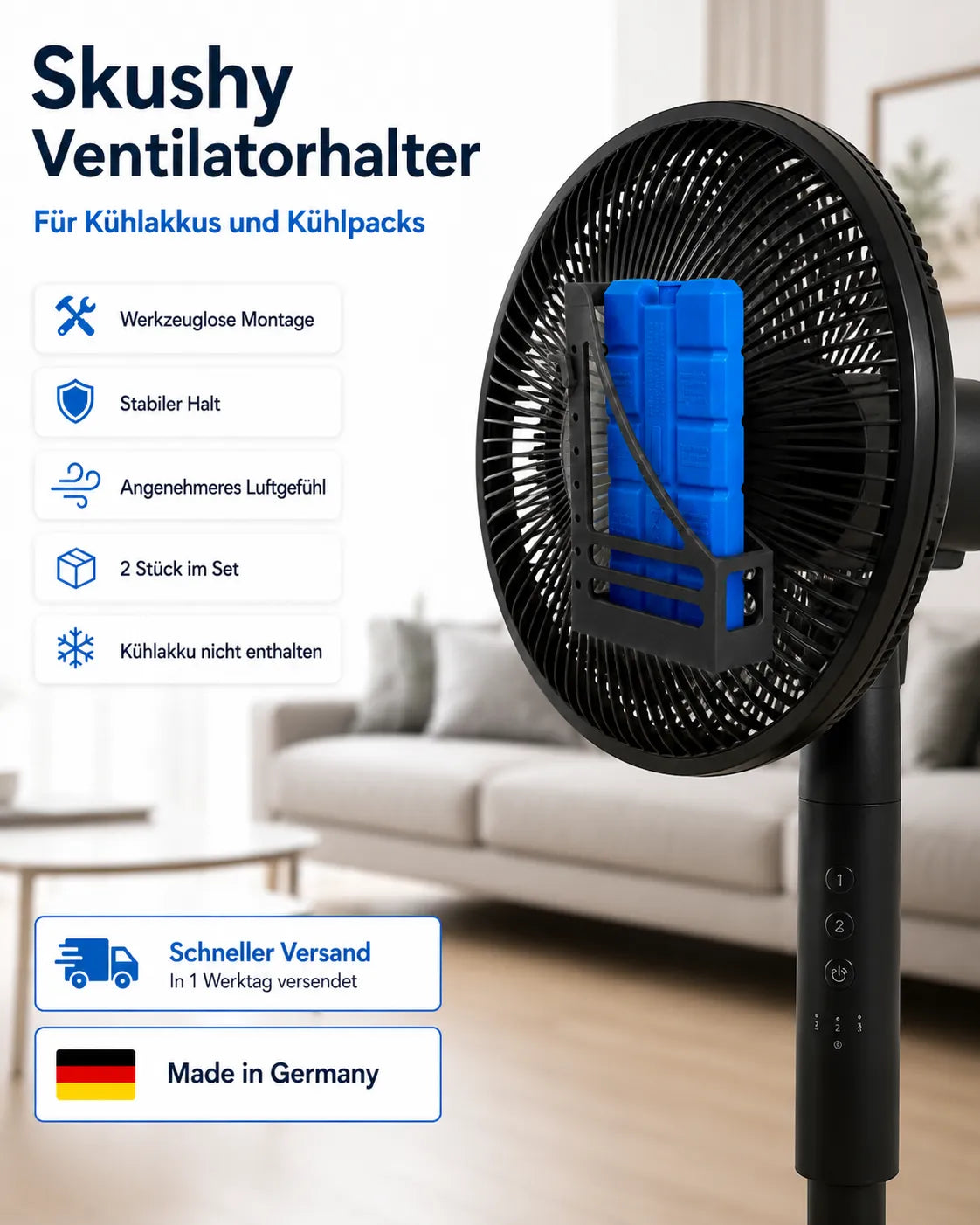 My Store Skushy Ventilatorhalter für Kühlpacks