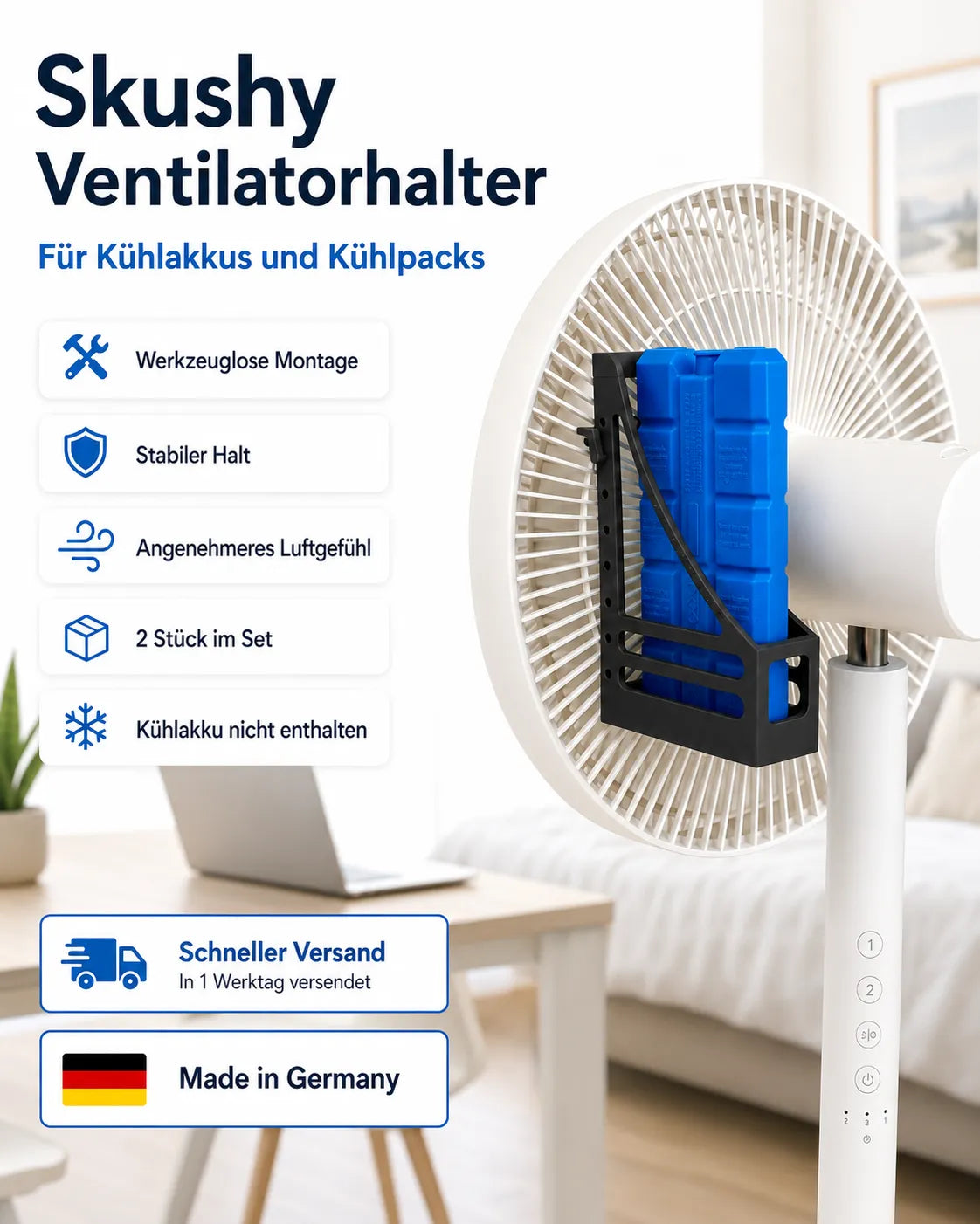 My Store Skushy Ventilatorhalter für Kühlpacks